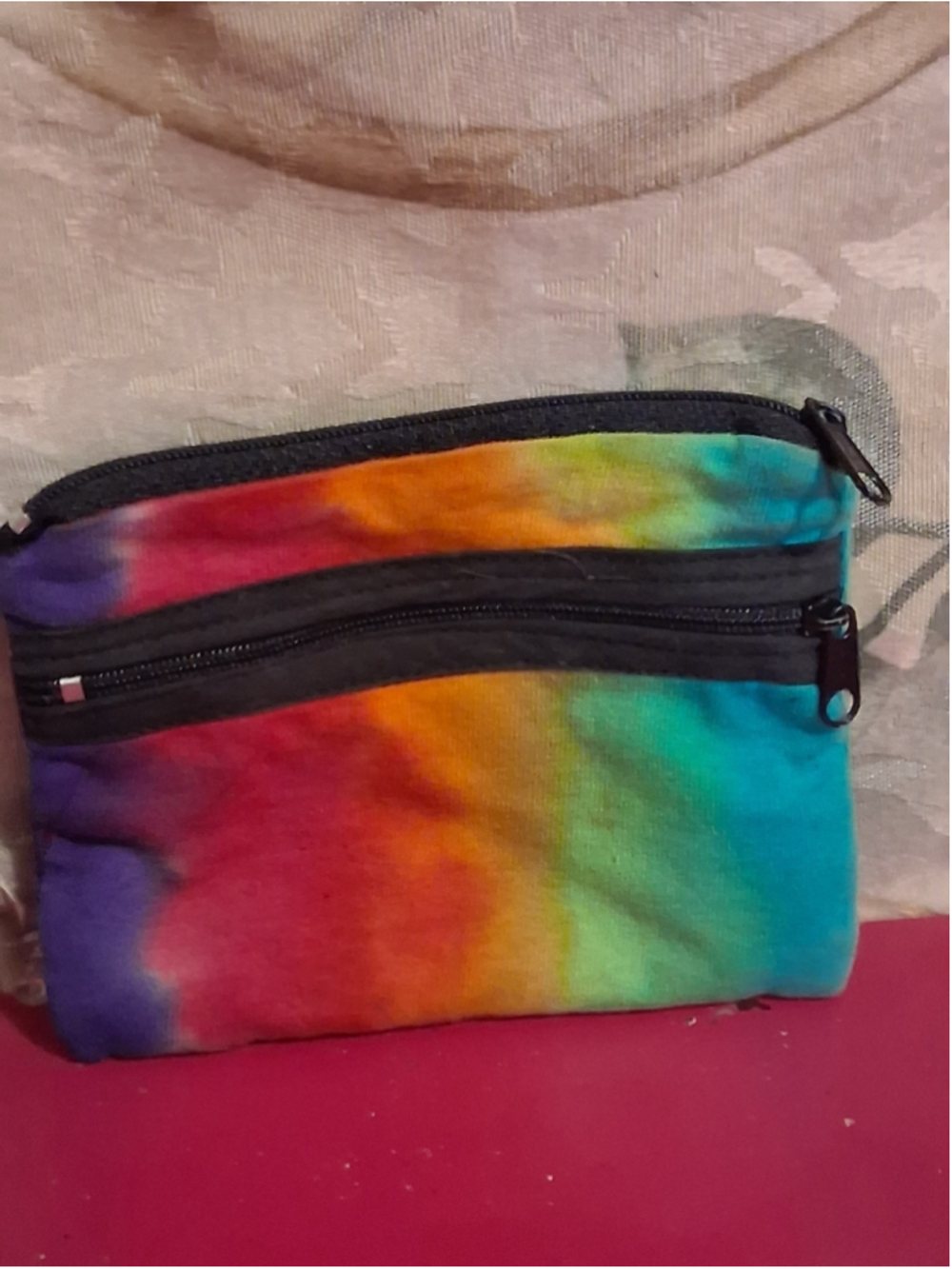 Multicolor Tie Dye Zipper Pouch Wallet Women's Hippie Bohemian Folding Style